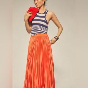 Free People ✨ Elegant Orange Pleated Skirt